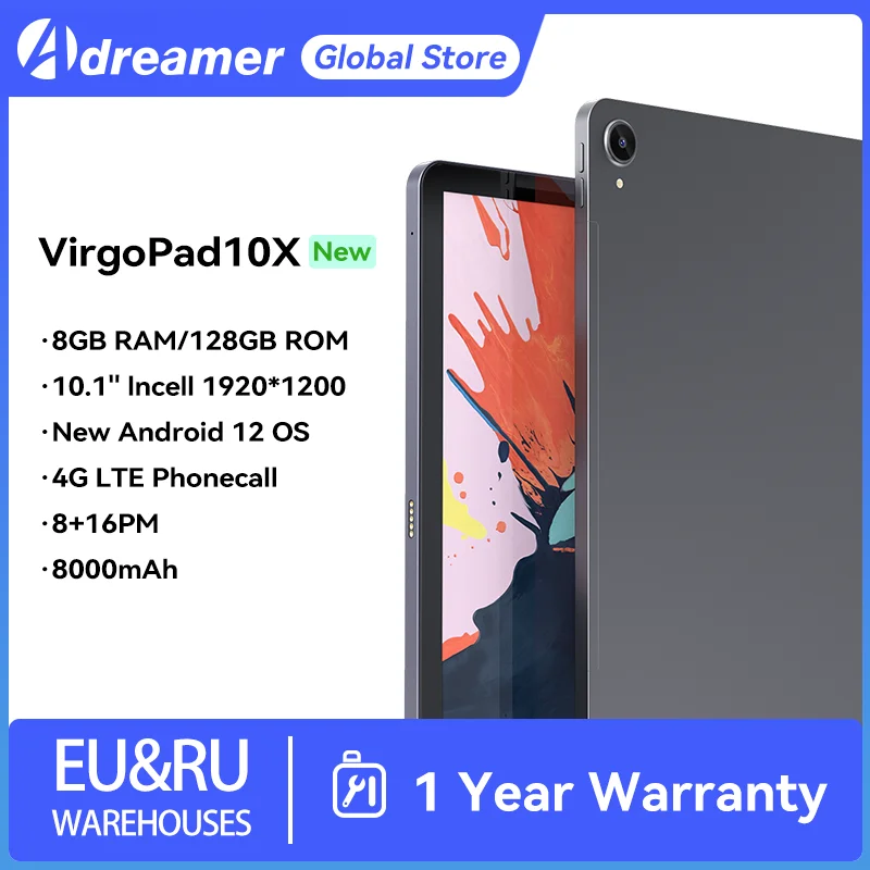 Adreamer VirgoPad10X º PC, 10.1 ġ, ȵ̵ 13 е, 8GB + 128GB, 1920*1200 ÷, 8000 mAh ͸, 4G LTE Unisoc T616